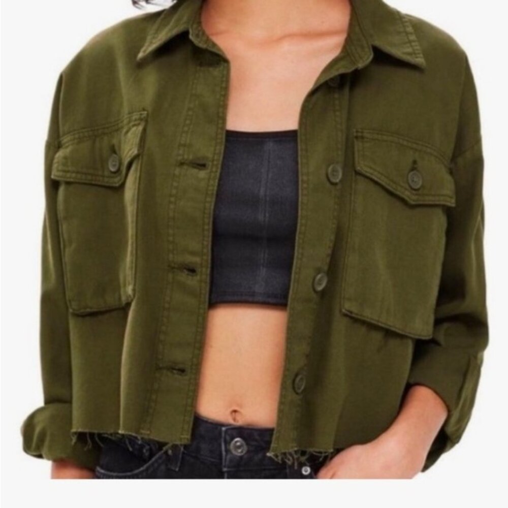 Topshop Green Cropped Utility Jacket
